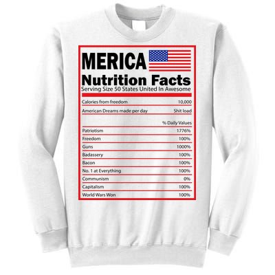 Merica Nutrition Facts Sweatshirt