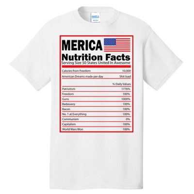 Merica Nutrition Facts Tall T-Shirt