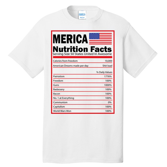 Merica Nutrition Facts Tall T-Shirt