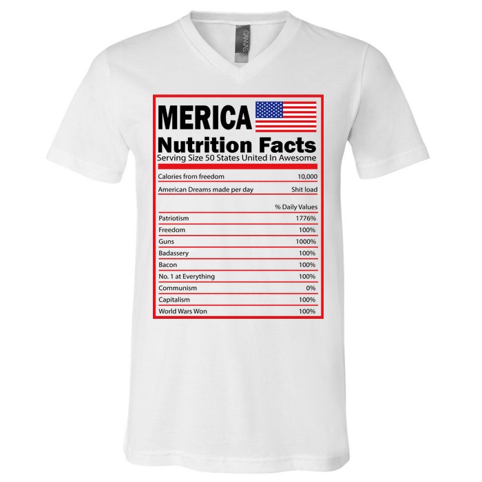 Merica Nutrition Facts V-Neck T-Shirt