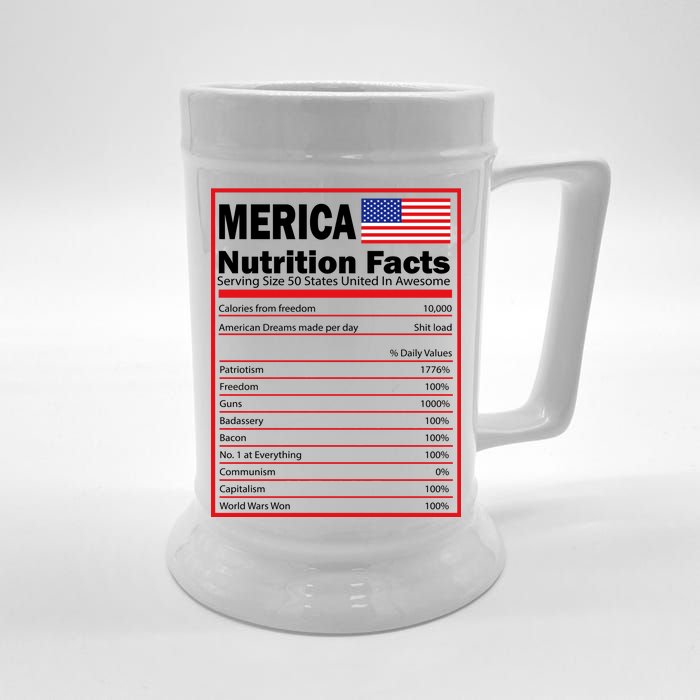 Merica Nutrition Facts Beer Stein