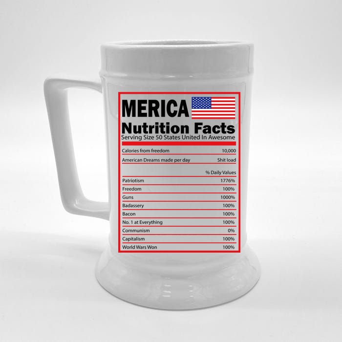 Merica Nutrition Facts Beer Stein