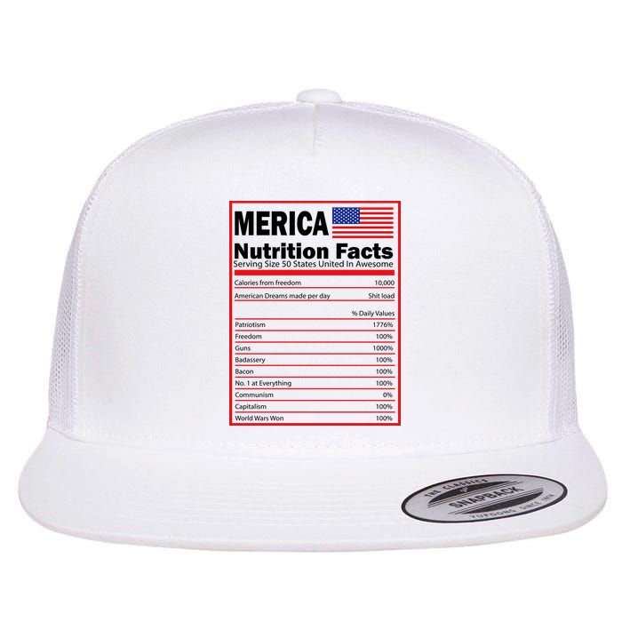 Merica Nutrition Facts Flat Bill Trucker Hat