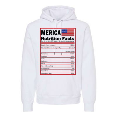 Merica Nutrition Facts Premium Hoodie