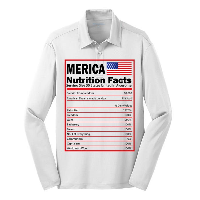 Merica Nutrition Facts Silk Touch Performance Long Sleeve Polo