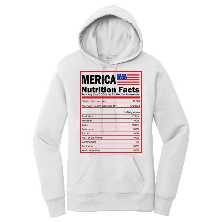Merica Nutrition Facts Women's Pullover Hoodie