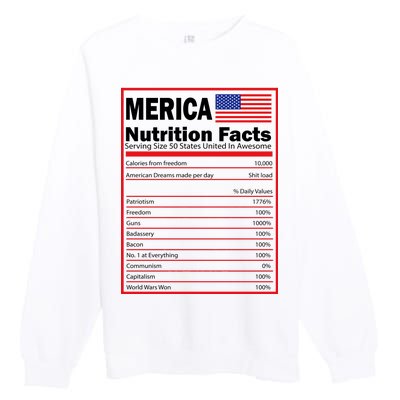 Merica Nutrition Facts Premium Crewneck Sweatshirt