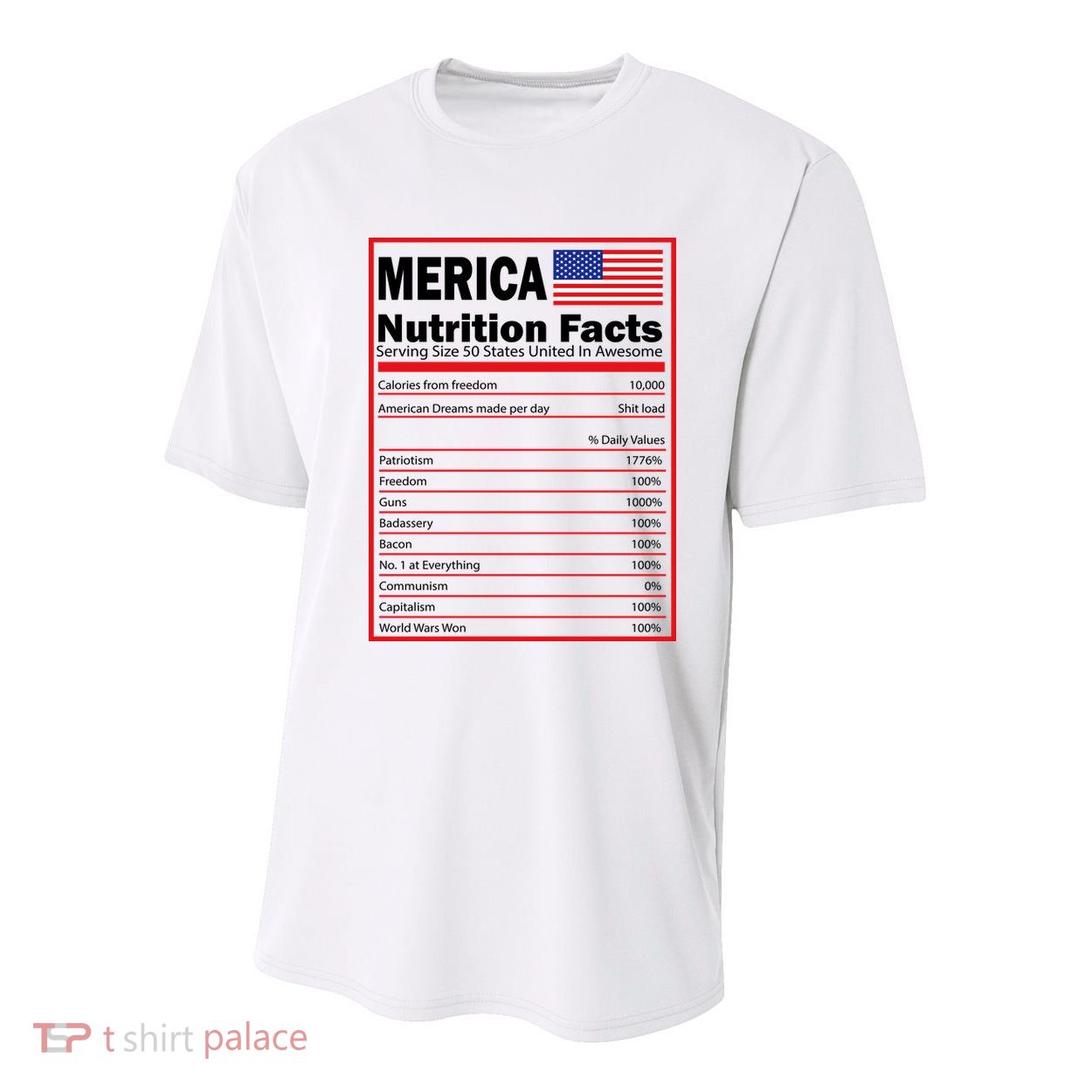 Merica Nutrition Facts Youth Performance Sprint T-Shirt