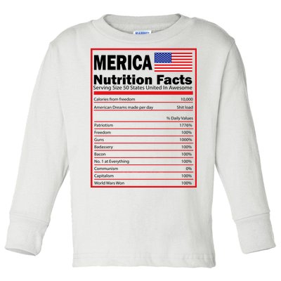 Merica Nutrition Facts Toddler Long Sleeve Shirt