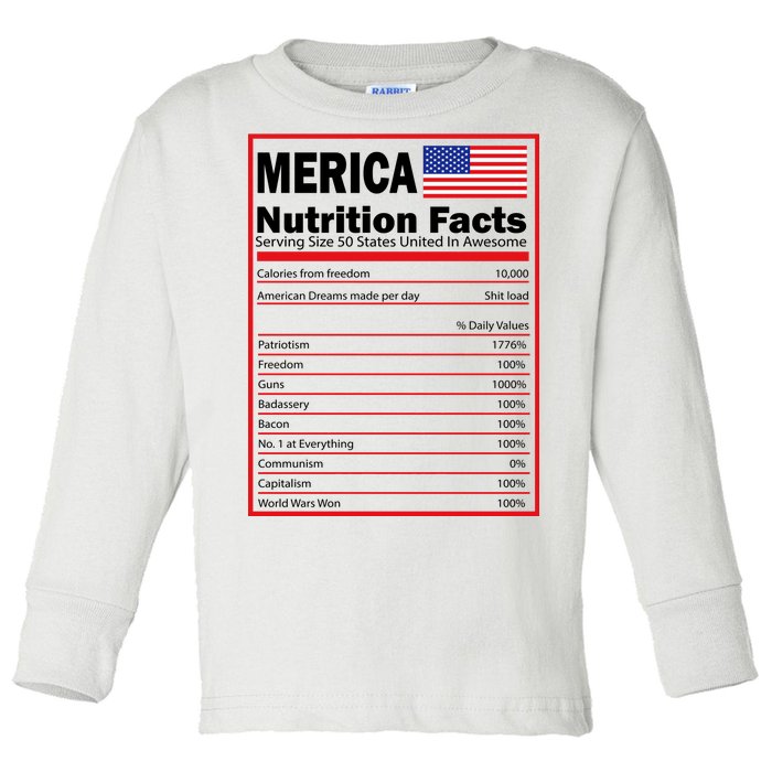 Merica Nutrition Facts Toddler Long Sleeve Shirt