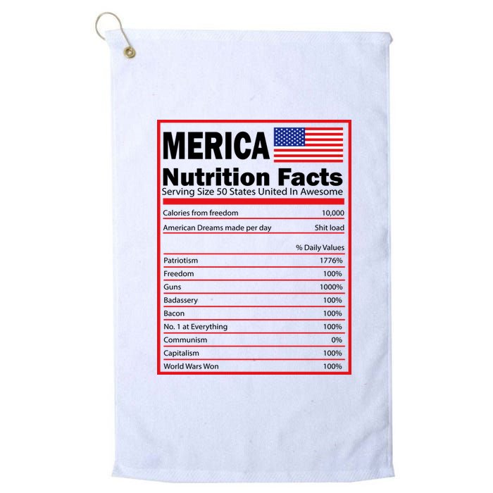 Merica Nutrition Facts Platinum Collection Golf Towel