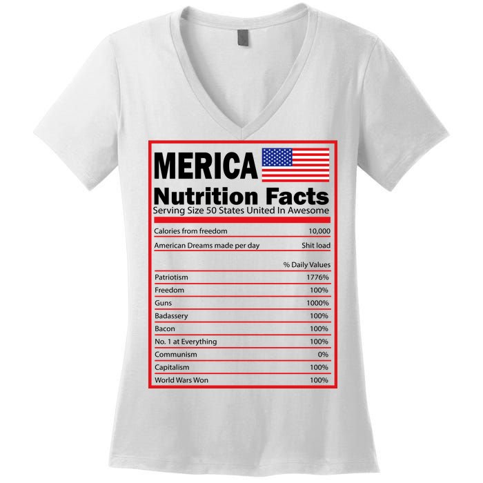 Merica Nutrition Facts Women's V-Neck T-Shirt