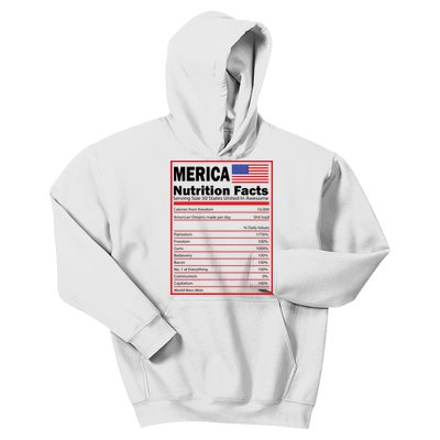 Merica Nutrition Facts Kids Hoodie