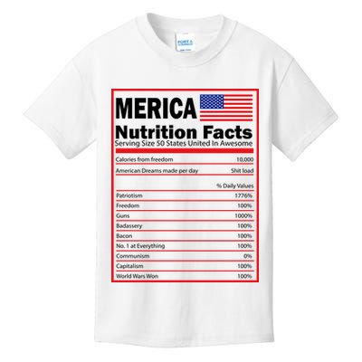 Merica Nutrition Facts Kids T-Shirt