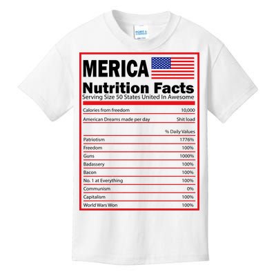 Merica Nutrition Facts Kids T-Shirt