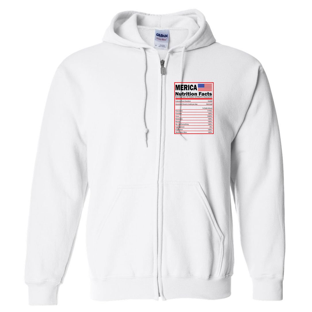 Merica Nutrition Facts Full Zip Hoodie