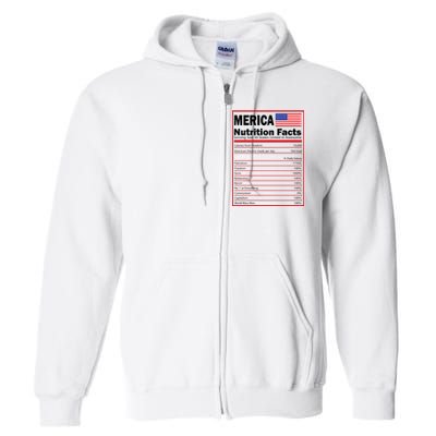 Merica Nutrition Facts Full Zip Hoodie