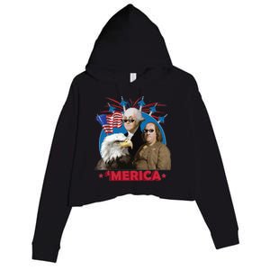 Merica Patriotic Party Crop Fleece Hoodie