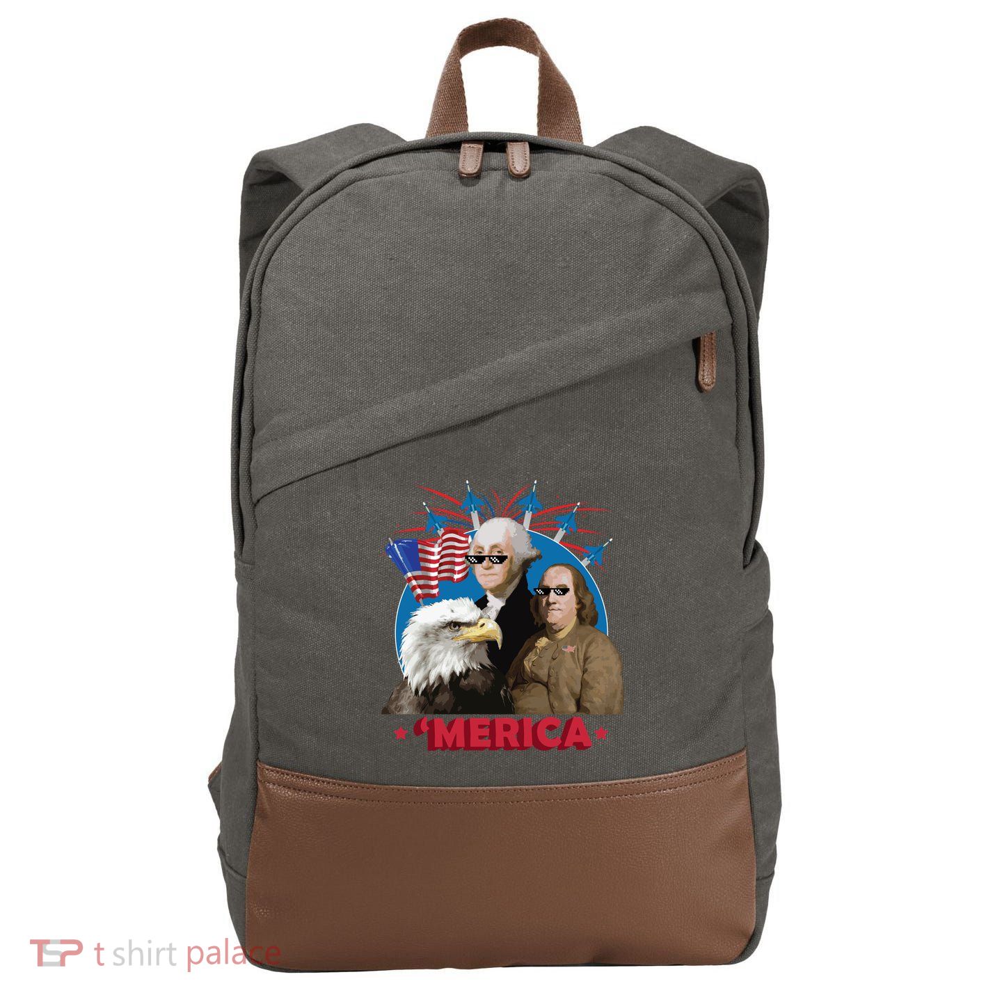 Merica Patriotic Party Cotton Canvas Backpack