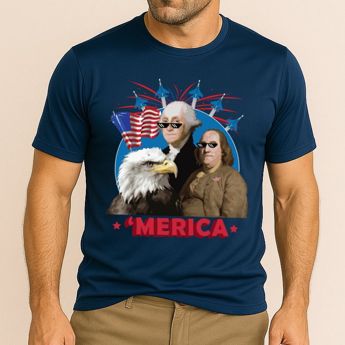 Merica Patriotic Party Cooling Performance Crew T-Shirt