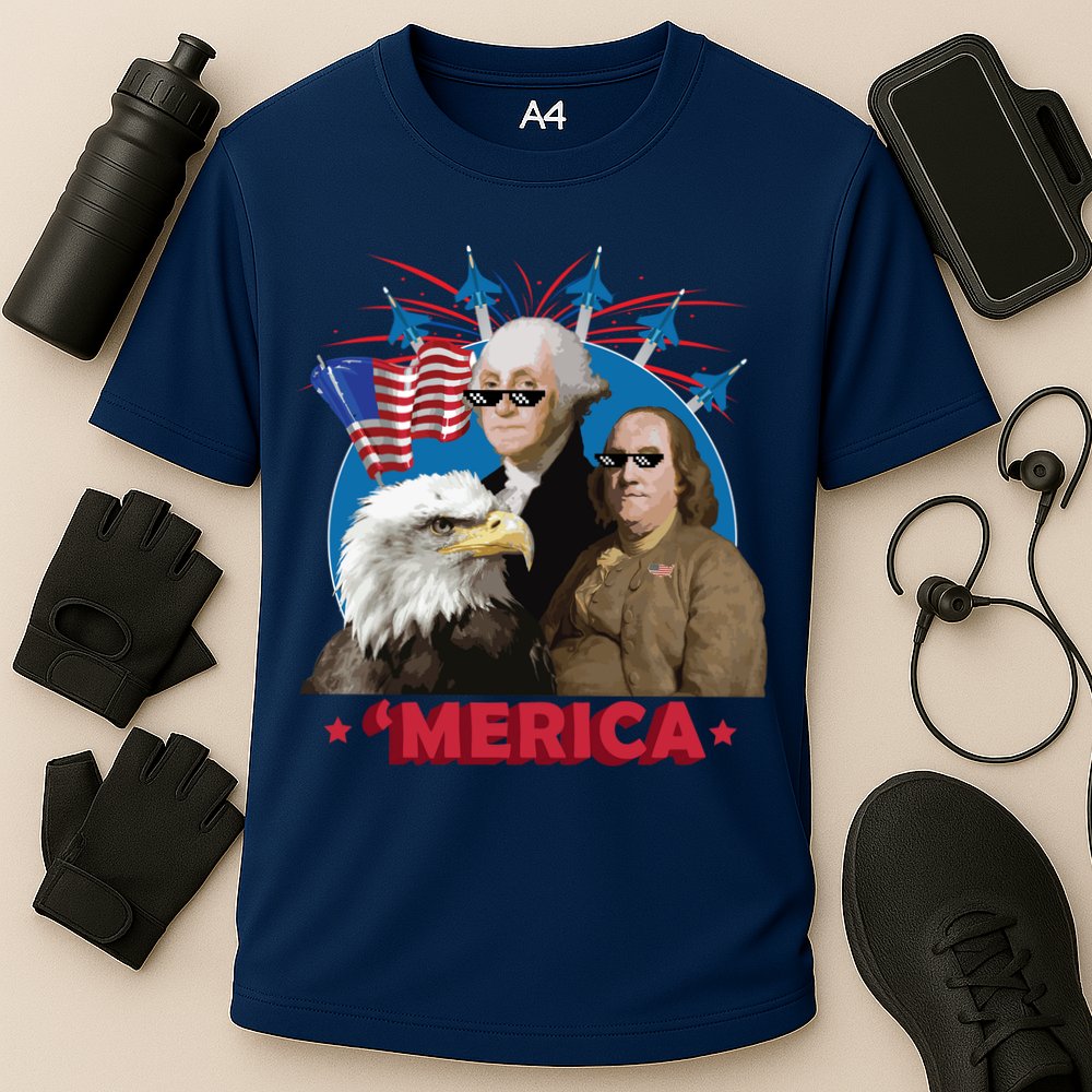 Merica Patriotic Party Cooling Performance Crew T-Shirt
