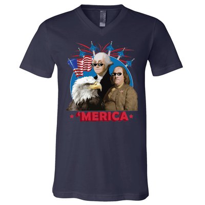 Merica Patriotic Party V-Neck T-Shirt