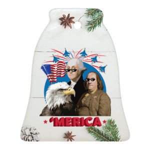 Merica Patriotic Party Ceramic Bell Ornament