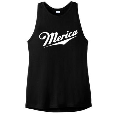 Merica Simple Logo Ladies PosiCharge Tri-Blend Wicking Tank