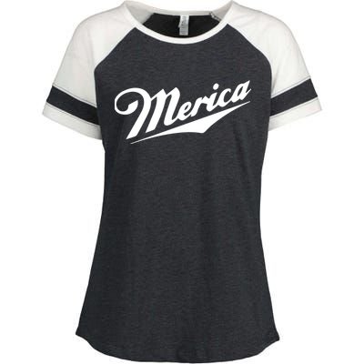 Merica Simple Logo Enza Ladies Jersey Colorblock Tee