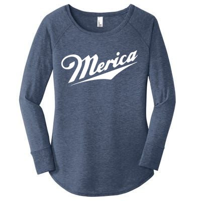 Merica Simple Logo Women's Perfect Tri Tunic Long Sleeve Shirt