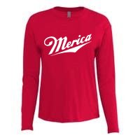 Merica Simple Logo Womens Cotton Relaxed Long Sleeve T-Shirt