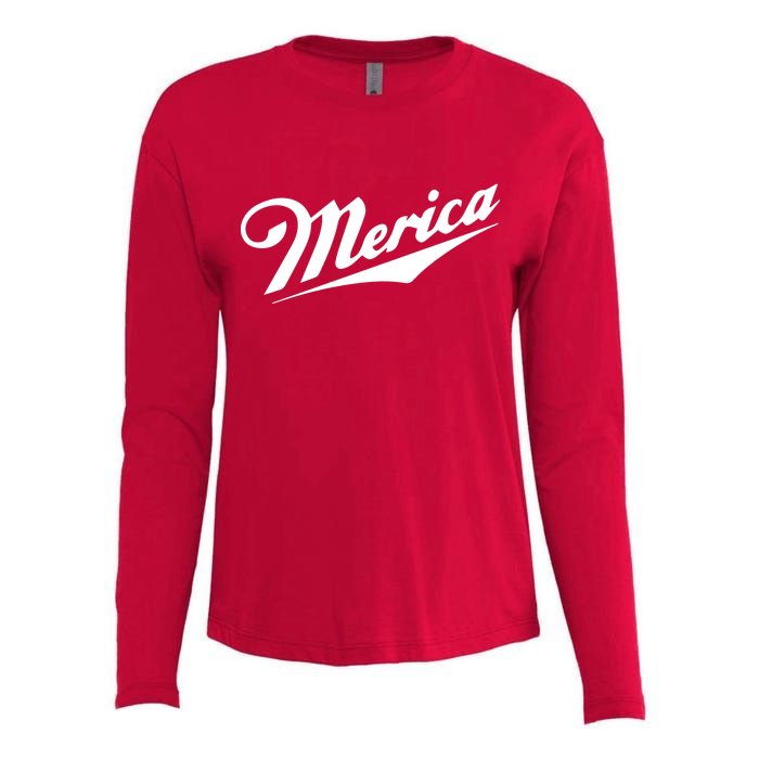 Merica Simple Logo Womens Cotton Relaxed Long Sleeve T-Shirt