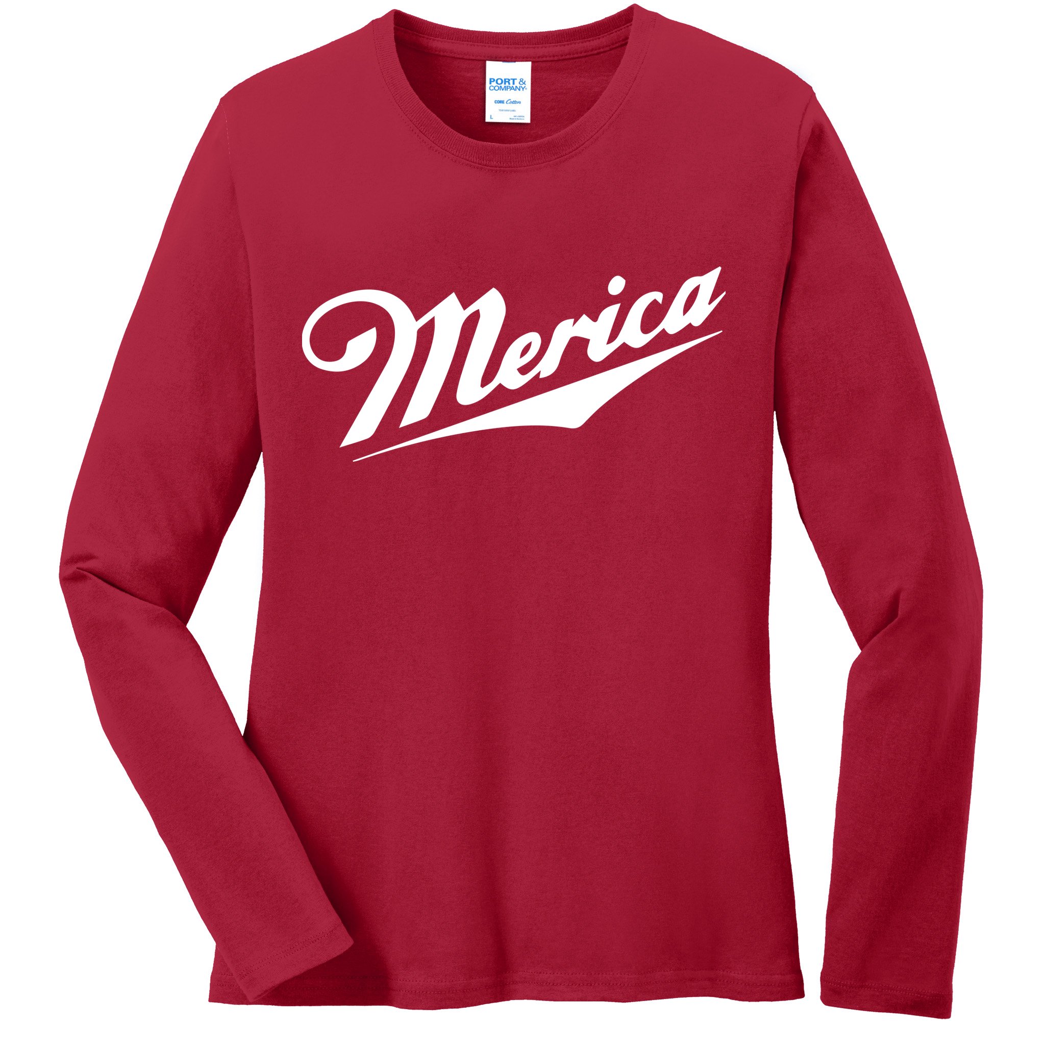 Merica Simple Logo Ladies Long Sleeve Shirt