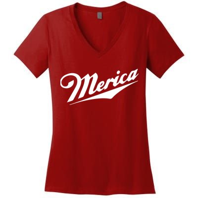 Merica Simple Logo Women's V-Neck T-Shirt