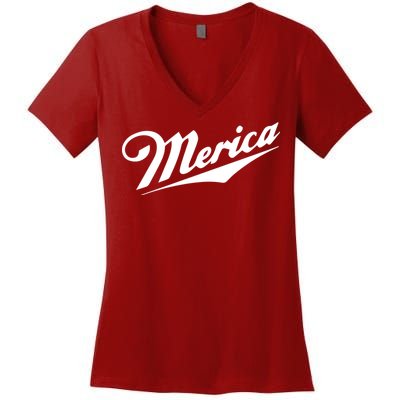 Merica Simple Logo Women's V-Neck T-Shirt