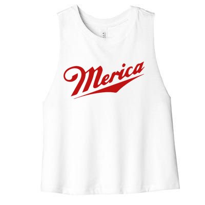 Merica Simple Logo Women's Racerback Cropped Tank