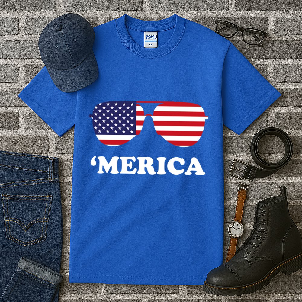 Merica Sun Glasses Shades USA Flag Tall T-Shirt
