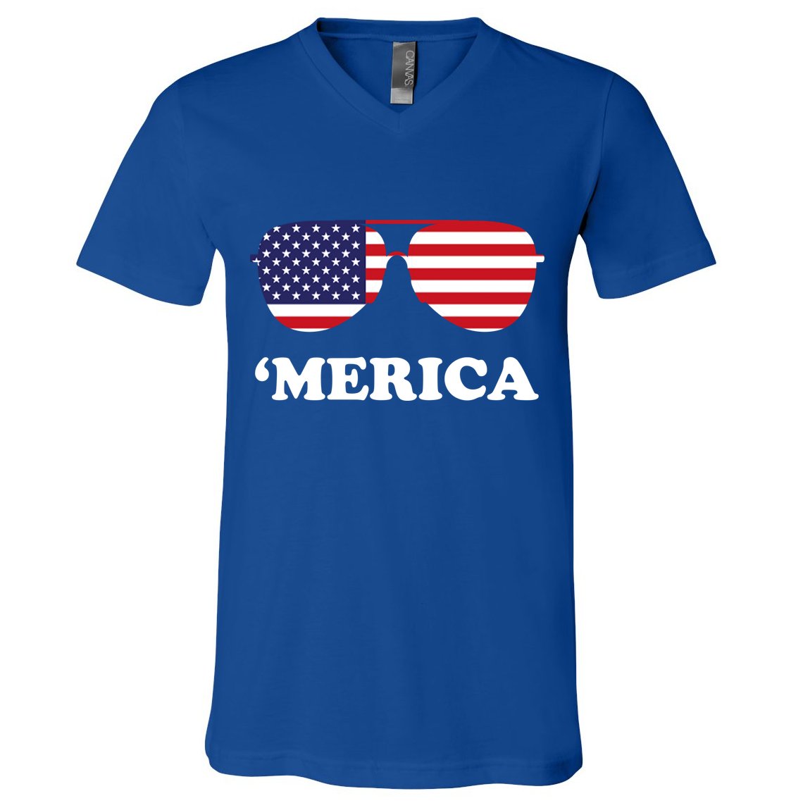 Merica Sun Glasses Shades USA Flag V-Neck T-Shirt