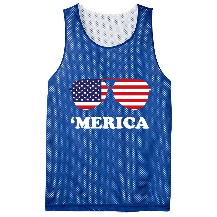 Merica Sun Glasses Shades USA Flag Mesh Reversible Basketball Jersey Tank