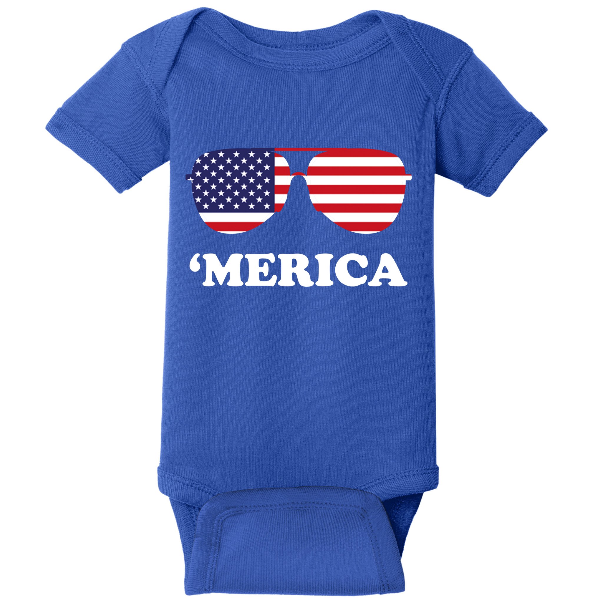 Merica Sun Glasses Shades USA Flag Baby Bodysuit