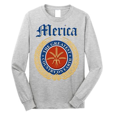 Merica The Greatest Country On Earth Beer Label  Long Sleeve Shirt
