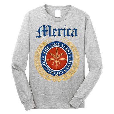 Merica The Greatest Country On Earth Beer Label  Long Sleeve Shirt