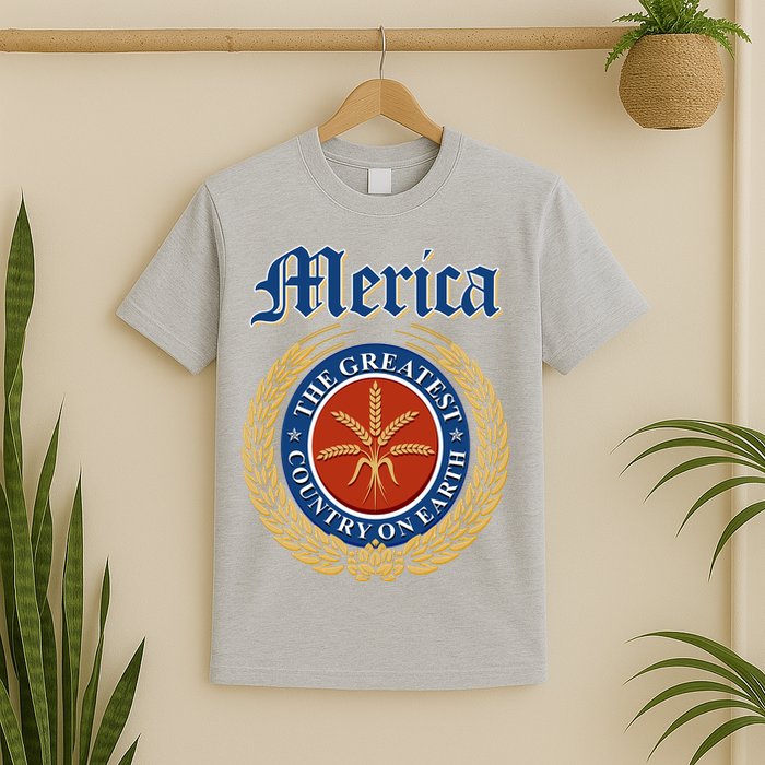 Merica The Greatest Country On Earth Beer Label  T-Shirt