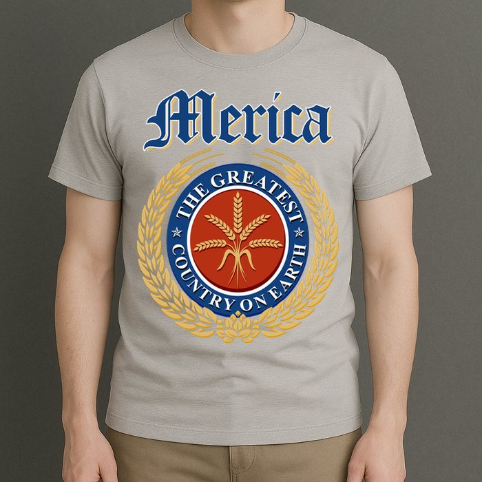 Merica The Greatest Country On Earth Beer Label  T-Shirt