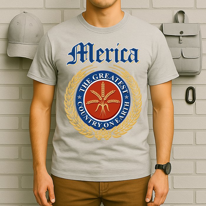 Merica The Greatest Country On Earth Beer Label  T-Shirt