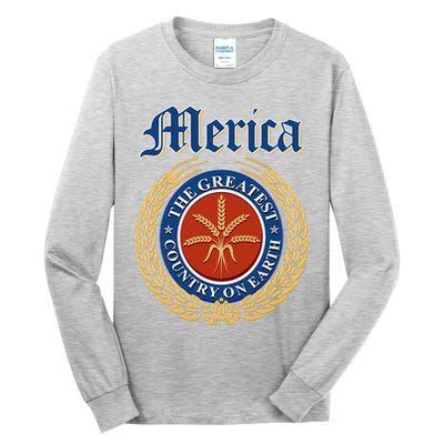 Merica The Greatest Country On Earth Beer Label  Tall Long Sleeve T-Shirt
