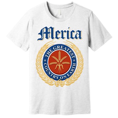 Merica The Greatest Country On Earth Beer Label  Premium T-Shirt