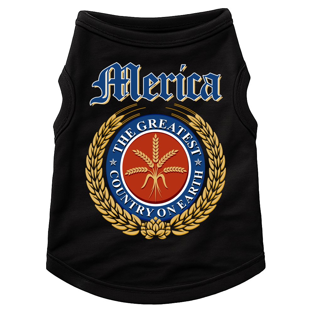 Merica The Greatest Country On Earth Beer Label  Doggie Tank