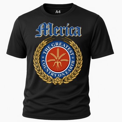 Merica The Greatest Country On Earth Beer Label  Performance Shirt