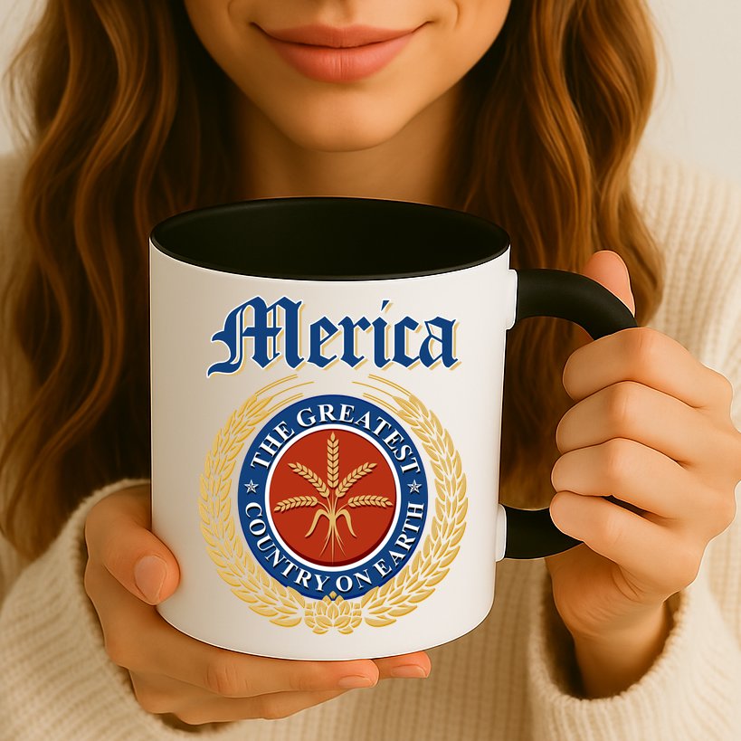 Merica The Greatest Country On Earth Beer Label  Mug